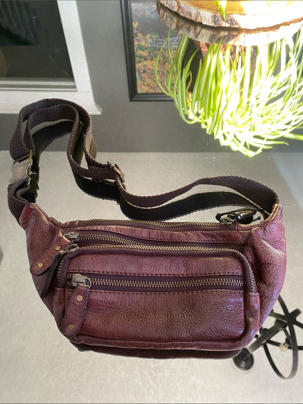 Scully Brown Leather Waist Pouch/Fanny Pack